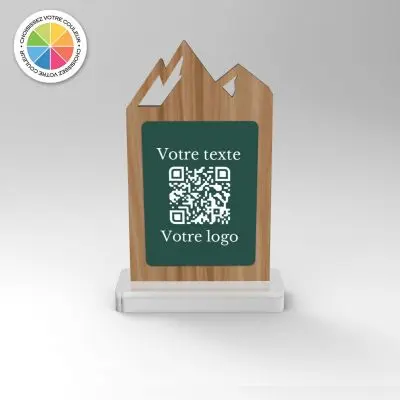 Chevalet chêne couleur montagne - Support QR Code pour restaurant