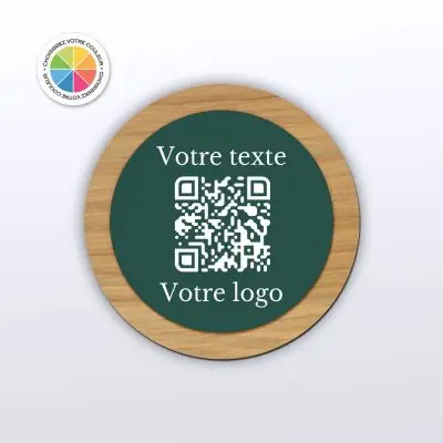 Plaque rond chêne couleur - menu en qr code