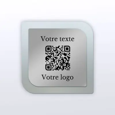 Plaque carré arrondi plexi givré inox - plaque qr code