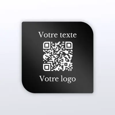Plaque carré arrondi plexi noir - plaque qr code plexiglass