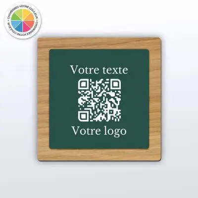 Plaque carré chêne couleur - plaque qr code