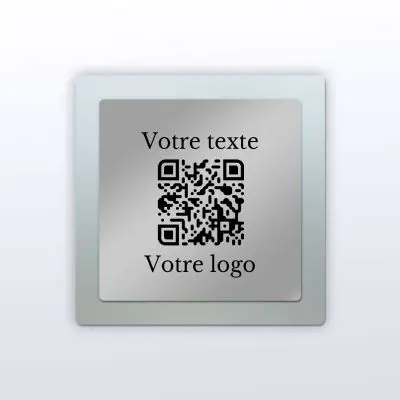 Plaque carré plexi givré + inox - plaque qr code plexiglass aspect givré