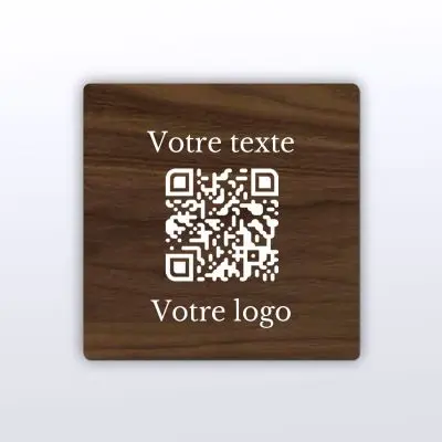 Plaque carré noyer - plaque qr code