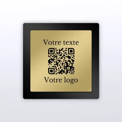 Plaque carré plexi noir + laiton - plaque qr code plexiglass
