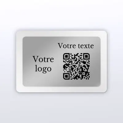 Plaque rectangle plexi blanc + inox - plaque qr code plexiglass