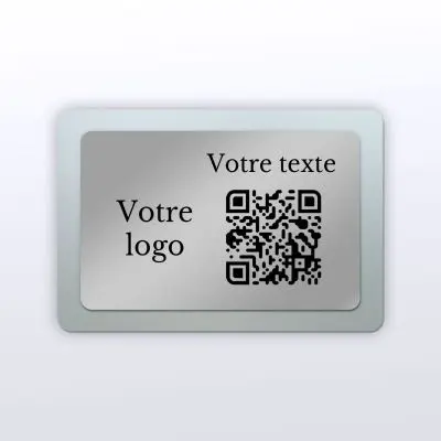 Plaque rectangle plexi inox - plaque qr code plexiglass aspect givré
