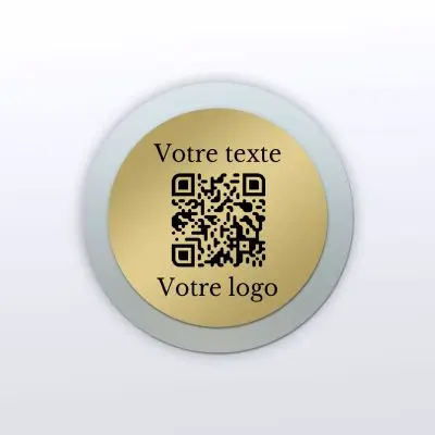 Plaque rond plexi laiton - plaque qr code plexiglass aspect givré