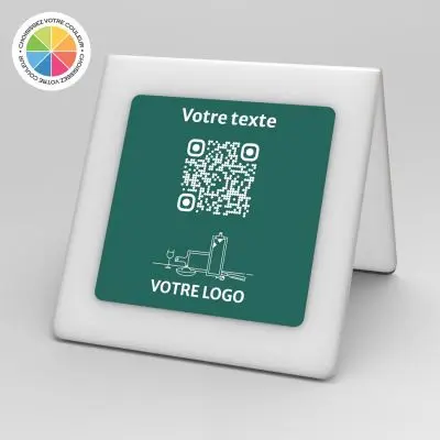 Présentoir chevalet givré couleur carré - Support QR Code en plexiglass pour restaurant