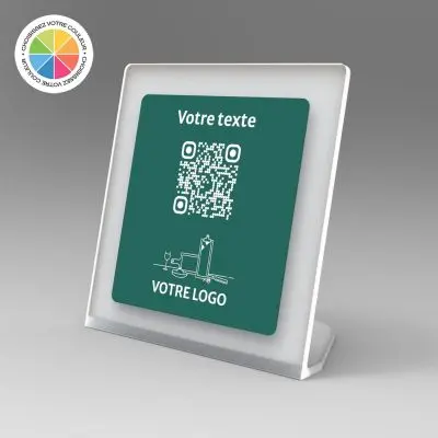 Présentoir incliné givré couleur carré - Support QR Code en plexiglass pour restaurant