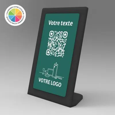 Présentoir incliné noir couleur rectangle - Support QR Code en plexiglass pour restaurant