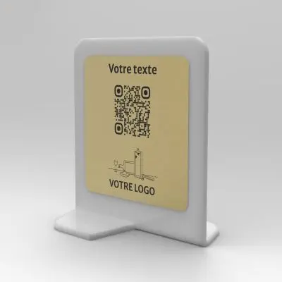 Présentoir vertical givré aspect laiton carré - Support QR Code en plexiglass pour restaurant