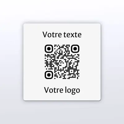 Sticker carré blanc gravure noire - Autocollant QR code