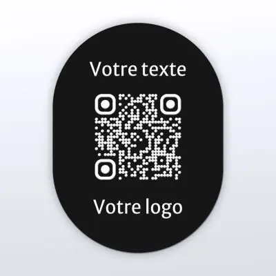 Sticker ovale noir gravure blanche - Autocollant QR code