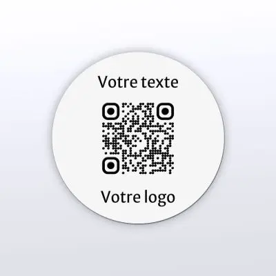 Sticker rond blanc gravure noire - Autocollant QR code