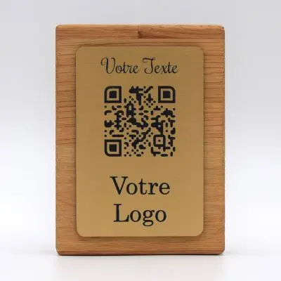 Aspect laiton vertical bois - support qr code restaurant