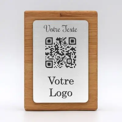Aspect inox - Totem QR Code vertical - Bois